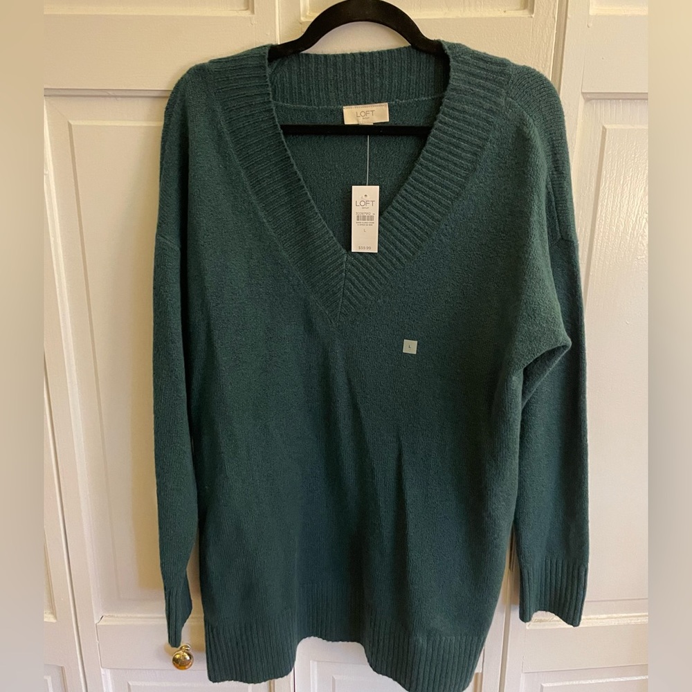 Emerald Green Loft Outlet V-Neck Sweater